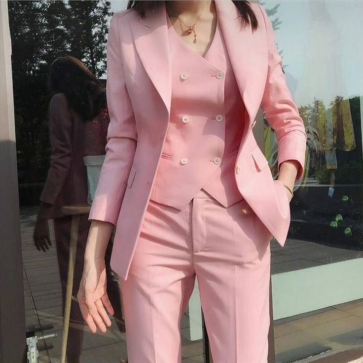 Women Cotton Pink Suit 3pc Designer Coat Double Breasted Vest | Etsy in  2022 | Suits for women, Waistcoat woman, Pantsuit